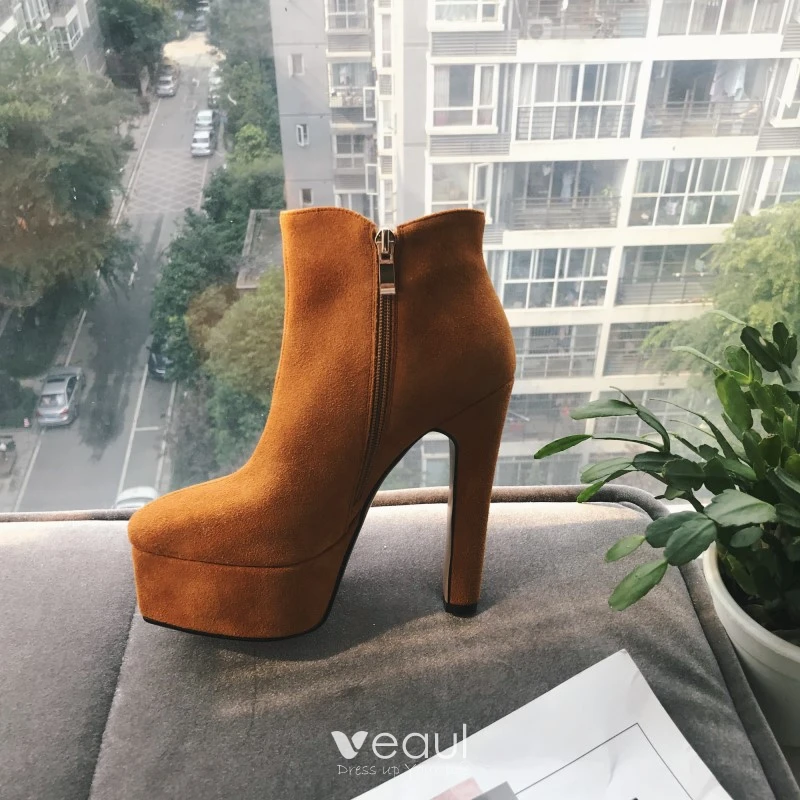 Hermoso Marr n Ropa de calle Tobillo Suede Botas de mujer 2020