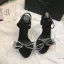 Charmant Noire Cocktail Sandales Femme 2020 Faux Diamant Noeud Cuir 12 cm Talons Aiguilles Peep Toes / Bout Ouvert Sandales