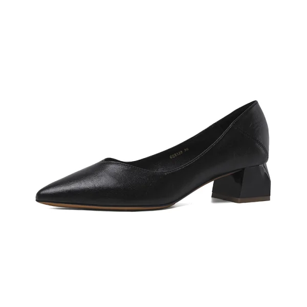 Chic / Belle Noire Bureau OL Escarpins 2020 4 cm Talons Épais Talon Bas À Bout Pointu Escarpins
