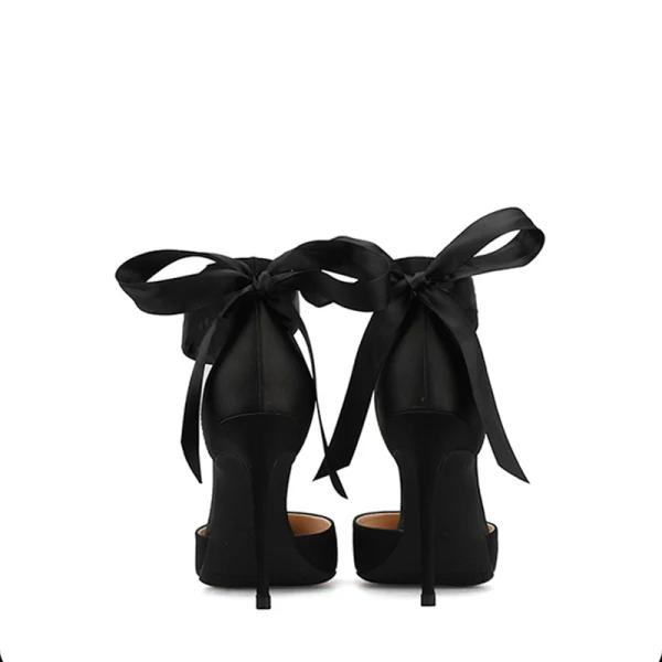 Schöne Rot Ball Sandalen Damen 2020 Schleife Knöchelriemen 10 cm Stilettos Spitzschuh Sandaletten