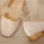 Vintage / Retro Chinese style Ivory Embroidered Butterfly Flat Wedding Shoes 2020 Round Toe