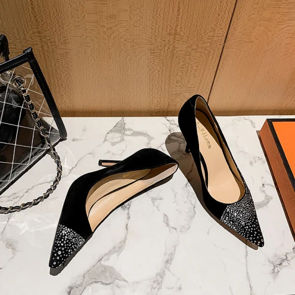 Chic / Belle Noire Soirée Escarpins 2020 Faux Diamant 8 cm Talons Aiguilles À Bout Pointu Escarpins