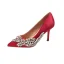 Chic / Beautiful Ivory Evening Party Rhinestone Pumps 2020 Leather 8 cm Stiletto Heels Pointed Toe Pumps