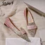 Sparkly Gradient-Color Prom Flat Womens Shoes 2020 Sequins Bow Pointed Toe Heels