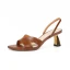 Proste / Simple Brązowy Przypadkowy Slingback Sandały Damskie 2020 Skórzany 6 cm Szpilki Peep Toe Sandały
