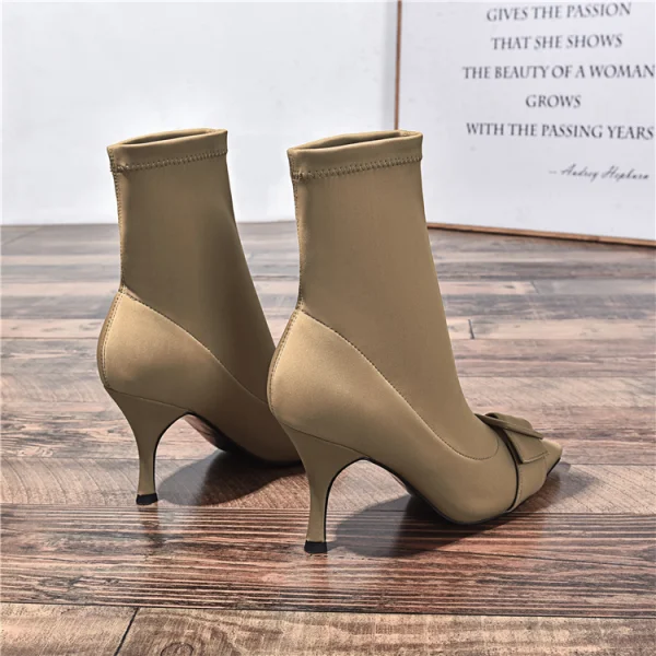 Modest / Simple Black Street Wear Ankle Womens Boots 2020 9 cm Stiletto Heels Pointed Toe Boots