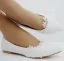 Élégant Blanche Plate Chaussure De Mariée 2020 En Dentelle Fleur À Bout Pointu Mariage Talons