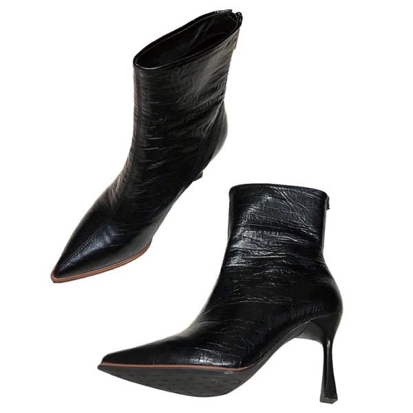 Modest / Simple Black Street Wear Ankle Womens Boots 2020 8 cm Stiletto Heels Pointed Toe Boots