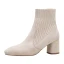 Fashion Black Street Wear Knitting Ankle Womens Boots 2020 6 cm Thick Heels Round Toe Boots