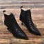 Fashion Black Street Wear Ankle Womens Boots 2020 Leather 7 cm Stiletto Heels Pointed Toe Boots