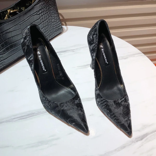 Elegant Black Prom Pumps Stiletto Heels 2020 9 cm Pointed Toe Pumps