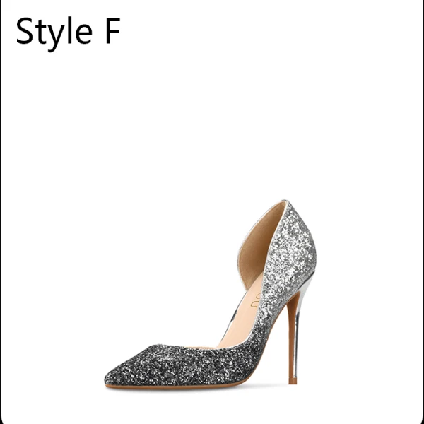 Scintillantes Argenté Soirée Paillettes Chaussures Femmes 2020 10 cm Talons Aiguilles À Bout Pointu Talons
