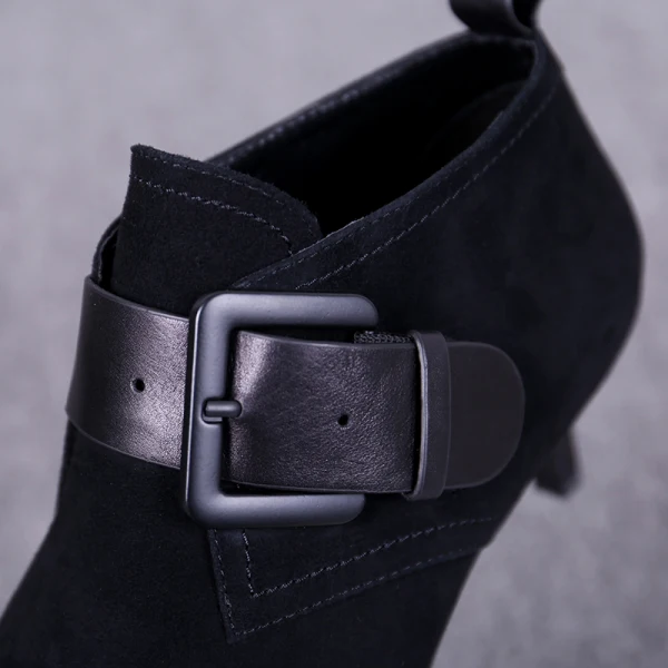 Simple Noire Désinvolte Bottines Bottes Femme 2020 Cuir 3 cm Talons Aiguilles Talon Bas À Bout Pointu Bottes
