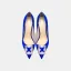 High-end Royal Blue Evening Party Rhinestone Pumps 2020 Leather 10 cm Stiletto Heels Pointed Toe Pumps