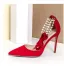Sexy Burgundy Evening Party Womens Sandals 2020 Pearl Ankle Strap 10 cm Stiletto Heels Pointed Toe Sandals