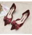 Chic / Beautiful Burgundy Prom Suede Womens Shoes 2020 Leather Bow 4 cm Stiletto Heels Low Heel Pointed Toe Heels