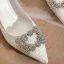 Schöne Ivory / Creme Spitze Strass Brautschuhe 2021 8 cm Stilettos Spitzschuh Hochzeit Pumps Hochhackige