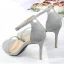 Sexy Silber Abend Glanz Pailletten Sandalen Damen 2020 Knöchelriemen 10 cm Stilettos Peeptoes Sandaletten