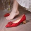 Charmant Argenté En Dentelle Faux Diamant Chaussure De Mariée 2020 Mariage 6 cm Talons Épais À Bout Pointu Escarpins