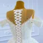 Illusion High-end Ivory Beading Pearl Wedding Dresses 2021 A-Line / Princess Scoop Neck Glitter Sleeveless Sequins Cathedral Train Wedding