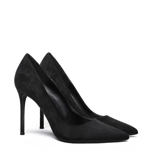 Chic / Belle Noire Daim Promo Escarpins 2020 10 cm Talons Aiguilles À Bout Pointu Escarpins