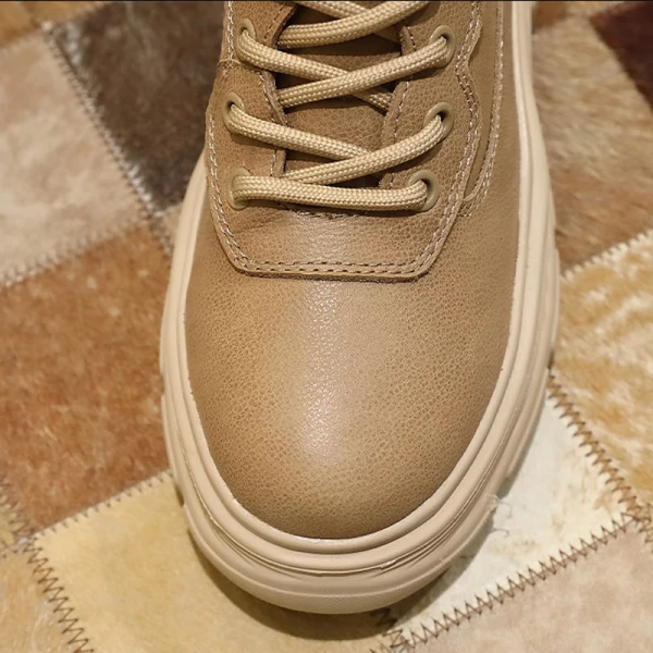 Fashion Chic / Beautiful Winter Tan Street Wear Leather Womens Boots 2020 Ankle Round Toe Boots