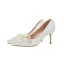 Chic Ivoire Faux Diamant Perle Chaussure De Mariée 2020 7 cm Talons Aiguilles À Bout Pointu Mariage Escarpins