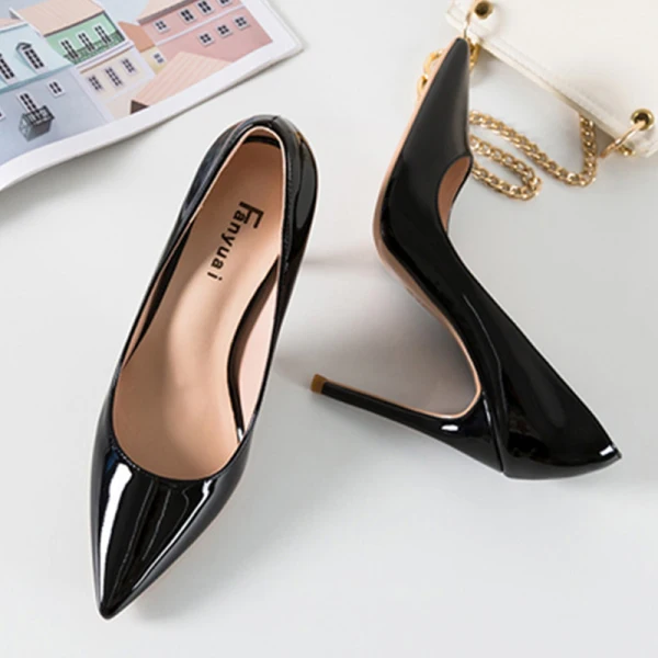 Schöne Silber Cocktail Lackleder Pumps 2020 10 cm Stilettos Spitzschuh Pumps