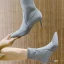 Schöne Grau Strassenmode Stiefel Stiefel Damen 2020 8 cm Stilettos Spitzschuh Stiefel