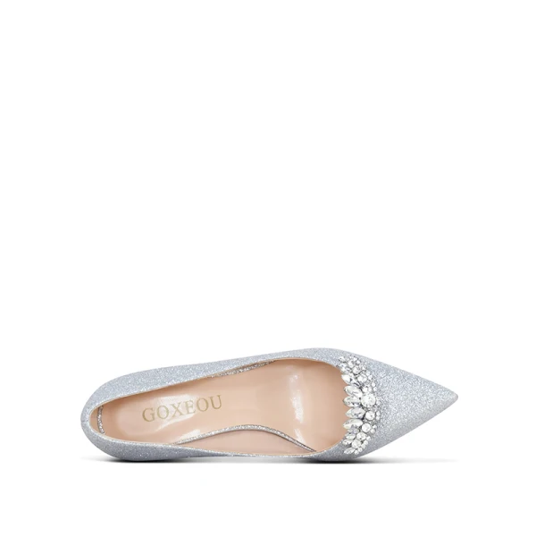 Scintillantes Argenté Faux Diamant Chaussure De Mariée 2020 Glitter Paillettes 10 cm Talons Aiguilles À Bout Pointu Mariage Escarpins