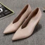 Simple Marron Désinvolte Escarpins 2020 Cuir 7 cm Talons Épais À Bout Pointu Escarpins