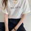 Casual Summer Letter Graphic White Loose Cotton T-shirt 2021 Scoop Neck Short Sleeve Women's Tops T-Shirts