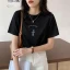 Fashion Summer Street Wear Cotton Cartoon Printing Black T-Shirts 2021 Loose Scoop Neck Short Sleeve Women's Tops T-shirt