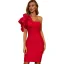 Sexy Charmant Rot Fest Abendkleider Cocktailkleider 2021 Rüschen One-Shoulder Kurze Ärmel Rückenfreies Damen Kleider