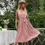 Chic / Beautiful Summer Street Wear Ocean Blue Spotted Maxi Dresses 2021 V-Neck Sleeveless Cami Sash