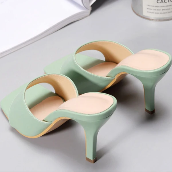 Enkla Casual Sage Grön Sandaler Dam 2021 10 cm Stilettklackar Peep Toe Sandaler Högklackade