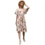 Summer Street Wear Floral Pool Blue Women Dresses 2021 Scoop Neck Short Sleeve Sash Tea-length