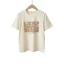 Casual Summer Cartoon Printing Grey Loose T-Shirts 2021 Cotton Scoop Neck Short Sleeve Women's Tops