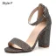 Chic / Beautiful Black Street Wear Summer Womens Sandals 2021 Ankle Strap 10 cm Thick Heels Open / Peep Toe Womens Sandals High Heels