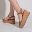 Roman Brown Street Wear Summer Womens Sandals 2021 Ankle Strap Waterproof 6 cm Wedges Open / Peep Toe Sandals High Heels