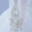 Luxury / Gorgeous High-end Ivory Glitter Beading Crystal Rhinestone Wedding Dresses 2021 Ball Gown High Neck Appliques Sequins 3/4 Sleeve Royal Train