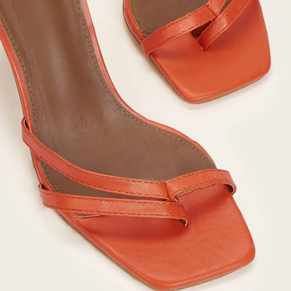 Modest / Simple Orange Street Wear Womens Sandals 2021 10 cm Stiletto Heels Ankle Strap Open / Peep Toe Sandals High Heels