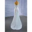 Haut de Gamme Blanche Perlage Perle Paillettes Robe De Mariée 2021 Trompette / Sirène V-Cou Sans Manches Dos Nu Chapel Train Mariage
