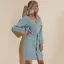 Summer Street Wear Resort Wear Burgundy Solid Color Regular Women Dresses 2021 V-Neck Sash Long Sleeve