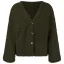 Mode Tomber Hiver Vêtement de rue Kaki Peluche Manteaux & Vestes 2021 V-Cou Manches Longues Ordinaire Hauts pour Femmes