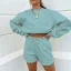 Bequemes Herbst Winter Freizeit Lindgrün Lose Sweatshirts Kurze Hose 2021 Rundhalsausschnitt Lange Ärmel Damen Oberteile