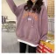 Comfortable Fall Winter Casual Navy Blue Loose Letter Graphic Hooded Sweatshirts 2021 Cotton Long Sleeve Women's Tops