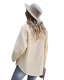 Comfortable Fall Winter Street Wear Beige Suede Regular Blouses 2021 Lapel  Long Sleeve Women's Tops