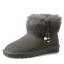 Mote Kvinners støvler 2017 Grå Lær Ankel Suede Casual Vinter Flate Snow Boots