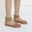 Romain Beige Plage Plate Sandales Femme 2021 Rivet Bride Cheville Peep Toes / Bout Ouvert Sandales